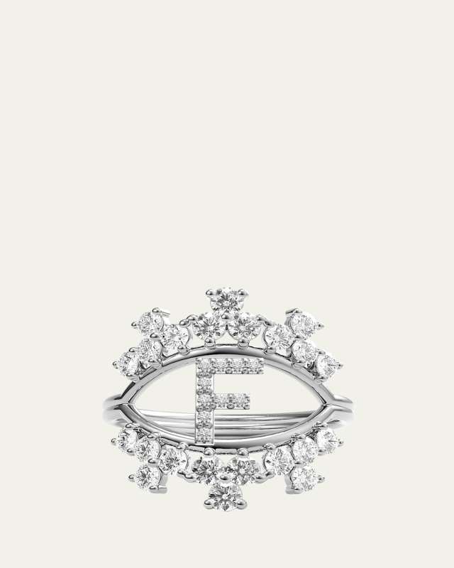 Sara 18K White Gold Diamond Ring, Letter
